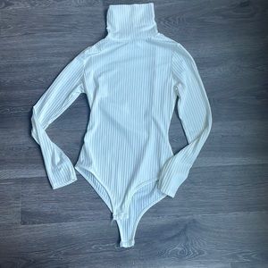 Ribbed turtleneck body suit